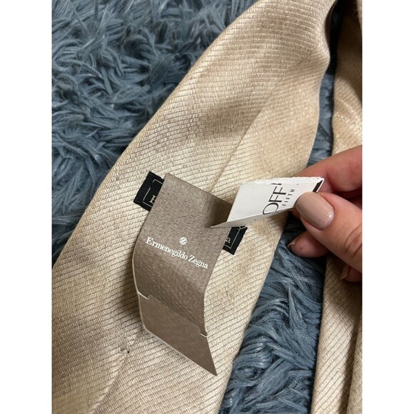 Ermenegildo Zegna Light Beige Silk Tie NWT - Picture 3 of 5